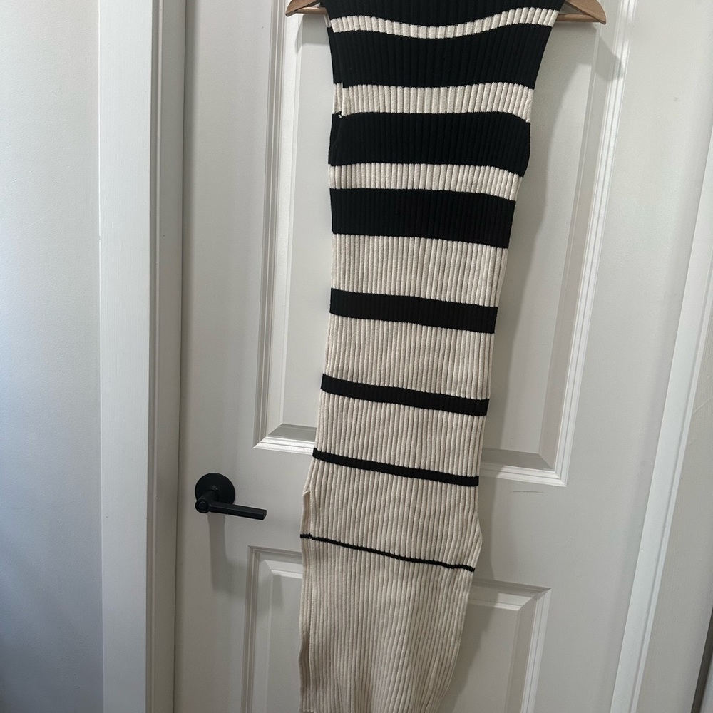 Striped Black and Cream Knit Dress